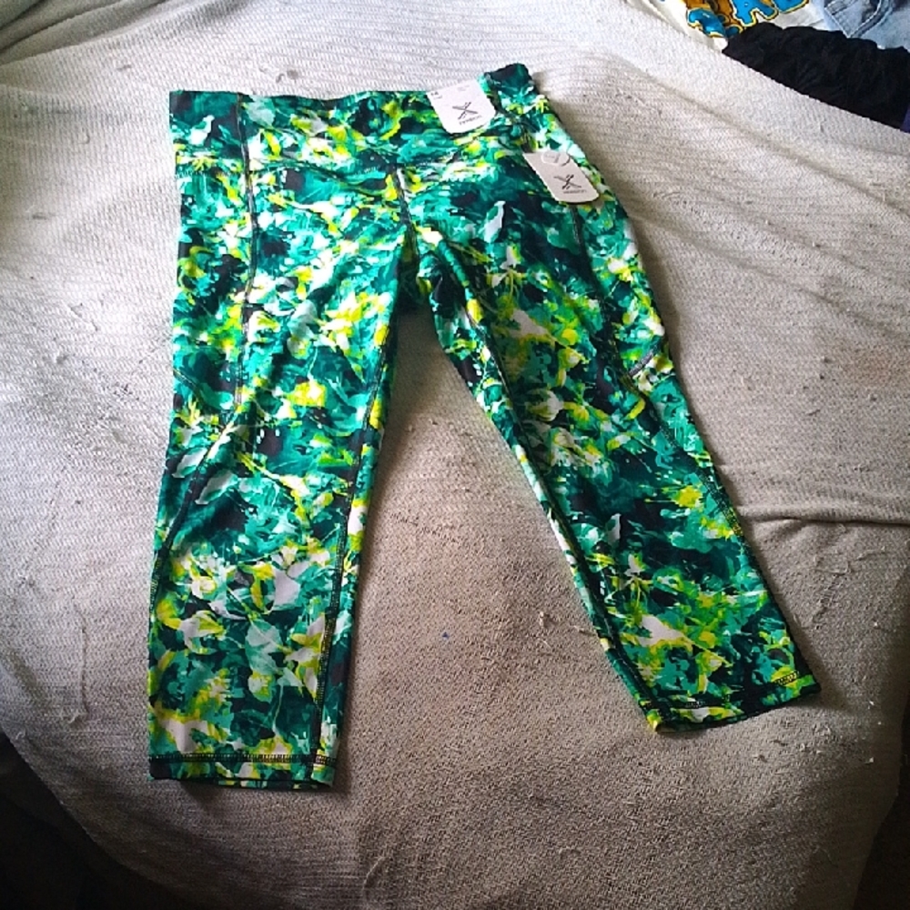 Xersion Vibrant Green and Yellow Leggings